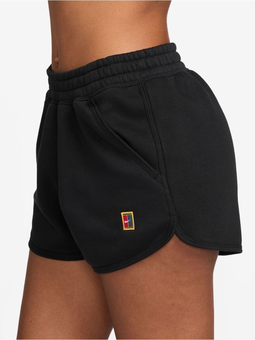 Nike Women NikeCourt Heritage Mid Rise Fleece Tennis Shorts Black M NWT - Picture 5 of 9